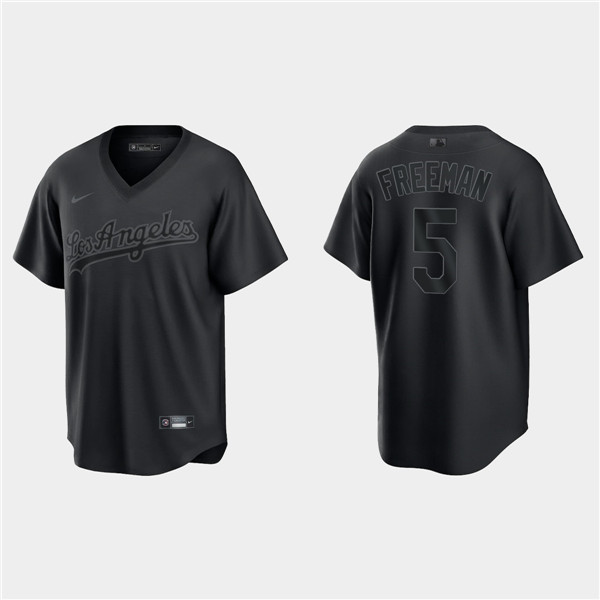 Men's Los Angeles Dodgers #5 Freddie Freeman Black Pitch Black Fashion Replica Stitched Jersey Men's Los Angeles Dodgers #5 Freddie Freeman Black Pitch Black Fashion Replica Stitched Jersey